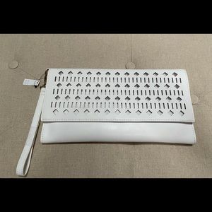 WHBM white clutch/wristlet
